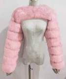 Women Raccoon Fur Sleeve Fashion Natural two Sleeve Coats 00149