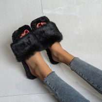 Fashionable Artificial Fur Flip Plush Slippers YM-131637