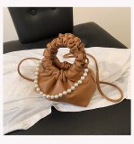 Fashion Pearl Solid Color One-shoulder Folded Small Bag  Bags Handbags 81-1041223