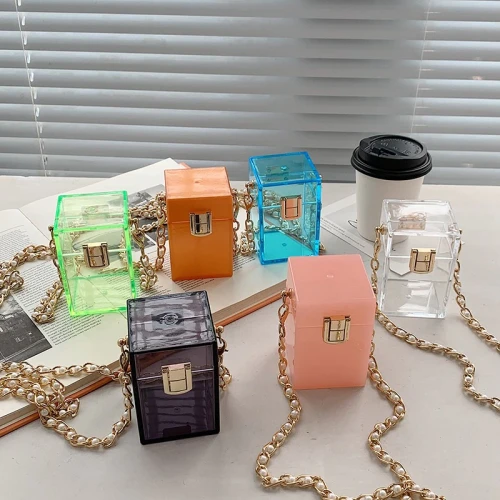 Women Acrylic Clear Purse Cute Transparent Crossbody Bag Handbags 8774