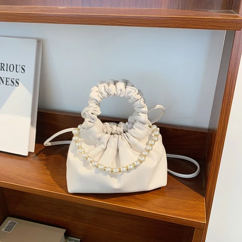 Fashion Pearl Solid Color One-shoulder Folded Small Bag  Bags Handbags 81-1041223