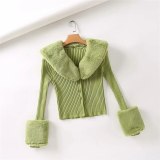 Women Vintage Chic Slim Solid With Removable Collar Warm Jacket Coats