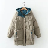 Leisure Zipper Thickening Loose Long Warm Padded Parkas Bubble Coats