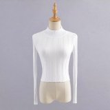 Spring Autumn Long Sleeve Short Slim Stand Collar Pullover Sexy Knitwear Sweater