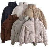 Casual Solid Color Loose Small  Stand-up Bread Bubble Coats GWF63098-613020Z81324D