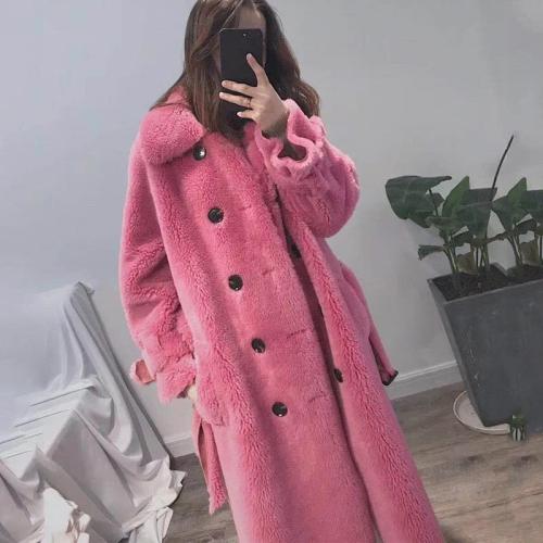 Thick Warm Long Double Breasted Slim Faux Fur Jacket Coats 20212-56