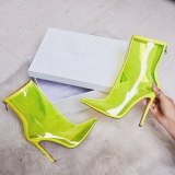 Women Transparent Thin Heel Zip PVC Ankle Short Boots D149210