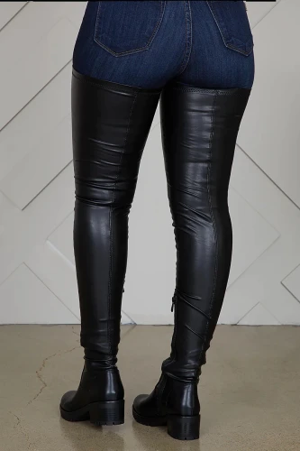 Spring And Autumn PU Material Over The Knee Fashion Straight Thigh Boots