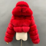 Winter Women Fashion Luxury Real Fox Fur Hooded Coats JFB1-2106576