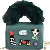 Women's Cartoon Lipstick Pattern Crossbody Bag Plush Handbags ps-8003