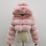 Winter Women Fashion Luxury Real Fox Fur Hooded Coats JFB1-2106576