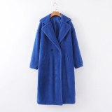 Winter Stylish Notched Collar Hairy Shaggy Faux Fur Long Warm Coats