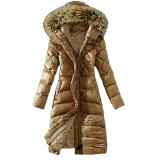 Women's Autumn Winter Hooded Long Cotton Jacket Coats 001526