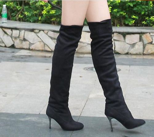 Sexy Stretch 10cm Over The Knee Suede Slim Boots hy1809110