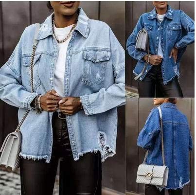 Casual Fashion Loose Long-Sleeved Denim Jacket Coats