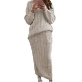 Fashion Women  Knitted Sweater+Skirt Women 2Pcs Set Outfits 82031