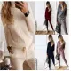 Casual knitted Turtleneck Pull+sweatpants Sweater Outfit Outfits 101526