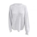 Women Loose Knitted Sweater Solid Color O Neck  Long Sleeve Sweater 82334