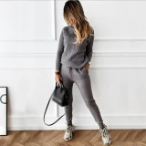 Casual knitted Turtleneck Pull+sweatpants Sweater Outfit Outfits 101526