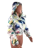 Fashion Print Padded Hooded Puffer Jacket Coats UJ455869