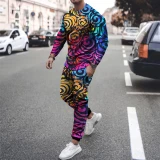 Men's Colorful Ink Painting Digital Printed Tracksuit Outfit Outfits