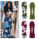 Fashion Splicing High Waist Elastic Skinny Jeans Pants A00718