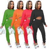 Autumn Tracksuits Solid Long Sleeve Crop Sweatshirt Legging Pants Outfit Outfits ZK009110