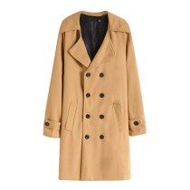 Winter Trench Men Solid Color Woolen Warm Long Coats