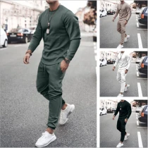 Autumn Casual Solid Color Long Sleeved TShirt+Pants Sports Set TZ-0819