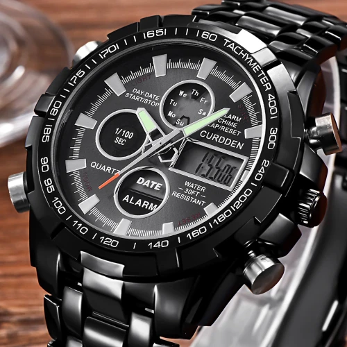 Men's Analog Digital Dual Display Male Clock Waterproof Military Sport Watches