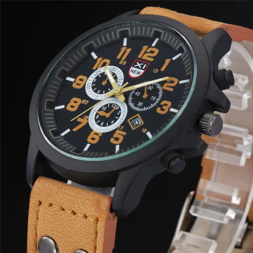 Men's Fashion Leather Band Calendar Sports Quartz Wristwatches 2229310