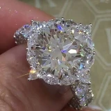 Fashion Zinc Alloy Natural White Rhinestone Bride Engagement Wedding Rings CR06778