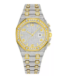 Men's Full Diamond Stainless Steel Ouartz Watches V296107