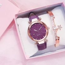 Women Rose Gold Fashion Starry Sky Wrist Watches