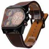 Men Leather Strap Time Zone Clock Military Watches 931526