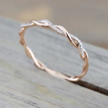 Thin String Twist Ring Rose Gold Color Mini Finger Rings CRO96107