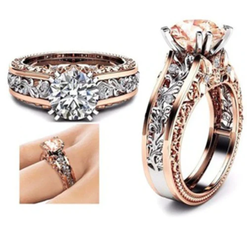Big Round Crystal White Champagne Color Finger Rings CR62991010