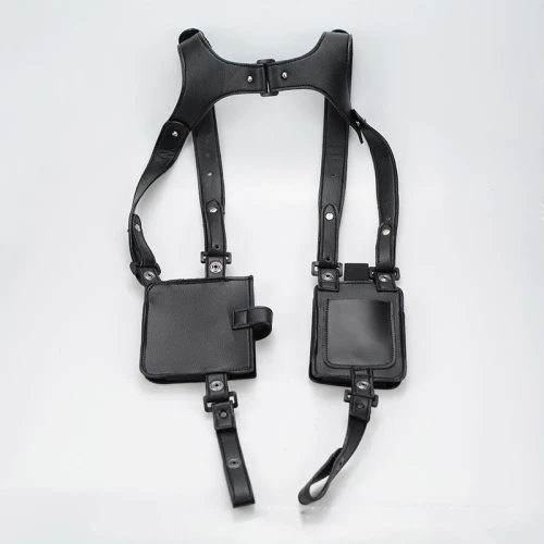 Men Leather Hidden Secret Agent Double Shoulder Handbags