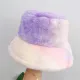 Autumn and Winter Warm Rainbow Plush Tie Dye Faux Lamb Hair Windproof Fisherman Hats