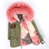 Big Large Natural Raccoon Hooded And Fox Lining Parkas Jackets D4354