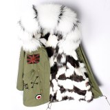 Big Large Natural Raccoon Hooded And Fox Lining Parkas Jackets D4354