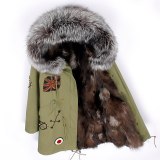 Big Large Natural Raccoon Hooded And Fox Lining Parkas Jackets D4354