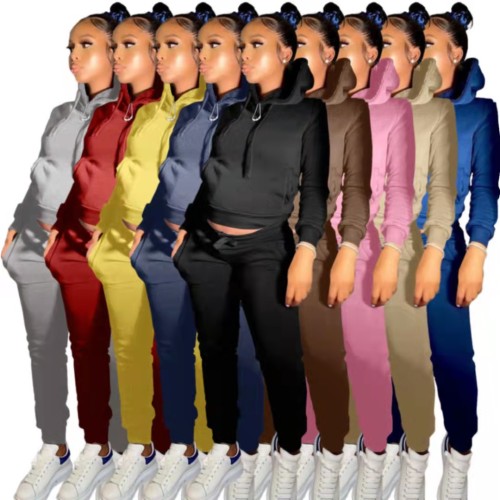 Autumn and Winter Fleeced Hoode Sports Casual Suit Tracksuits L274