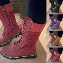 Winter Fashion Mid-Calf Leather High Suede Warm Platform Snow Boots Boot Boots