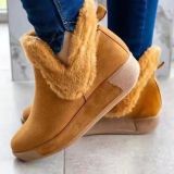 Warm casual faux fur round head suede solid color snow boots