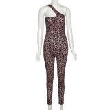 Sexy Mesh Leopard Print One Shoulder Birthday Bodysuit Bodysuits K21Q05064