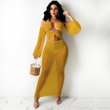 Sexy Hollow Out Lace Up Beach Maxi Dresses CY9107