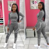 L6226 letters printed longsleeved casual sport two piece Set & 2 piece sets