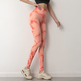 Seamless peach tie dyed high waist yoga pant  6205