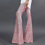 Sequin high waist loose straight wide leg trousers LC77221